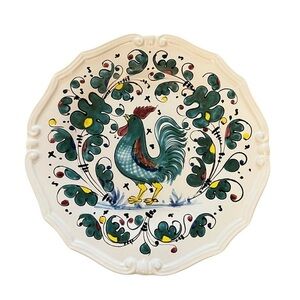 Vintage NOVA DERUTA Italy Hand Painted Large Galleto / Rooster Plate, 10.5”